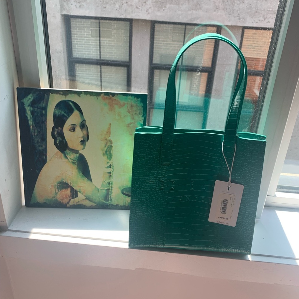 NWT Green Crocodile-Embossed Ted Baker London Tote Bag